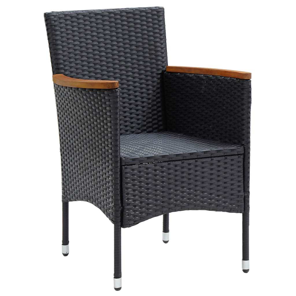9 részes fekete polyrattan kerti étkezőgarnitúra párnákkal 5