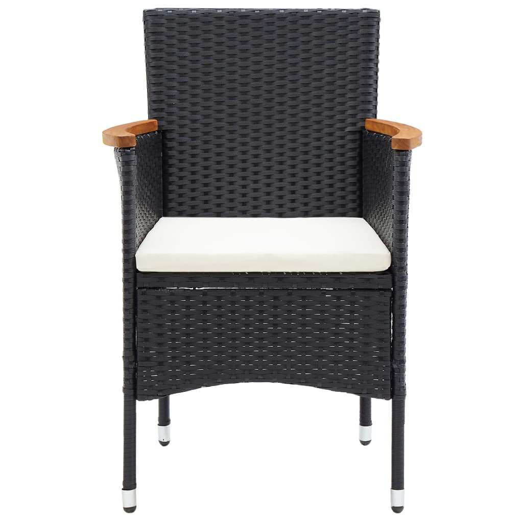 9 részes fekete polyrattan kerti étkezőgarnitúra párnákkal 6
