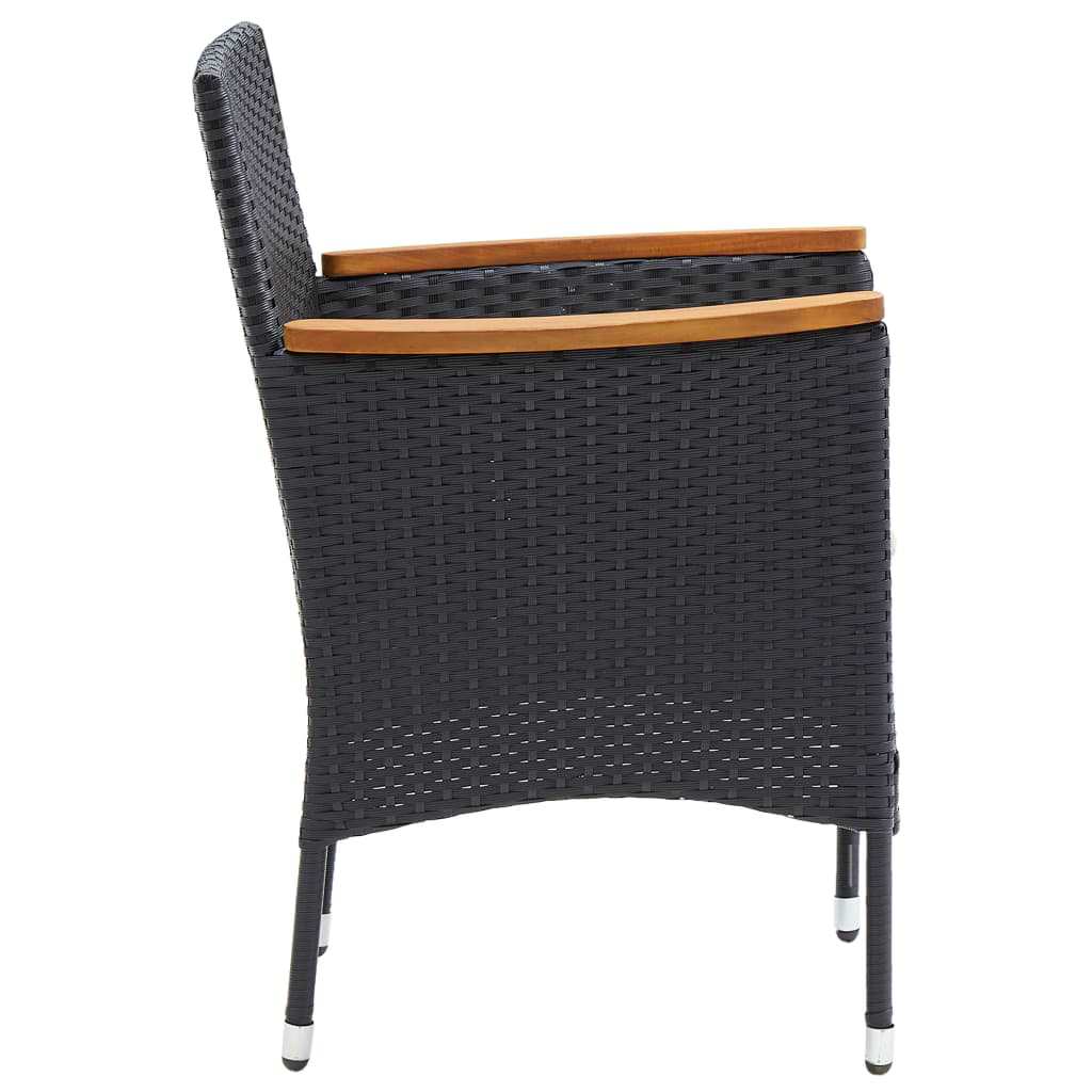 9 részes fekete polyrattan kerti étkezőgarnitúra párnákkal 7