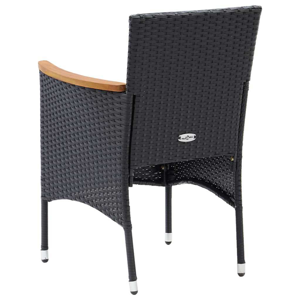 9 részes fekete polyrattan kerti étkezőgarnitúra párnákkal 8