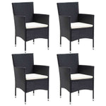 5 részes fekete polyrattan kerti étkezőgarnitúra párnákkal 3