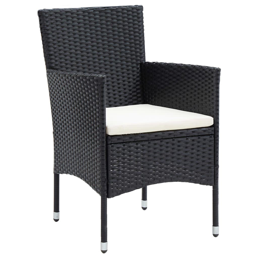 5 részes fekete polyrattan kerti étkezőgarnitúra párnákkal 4