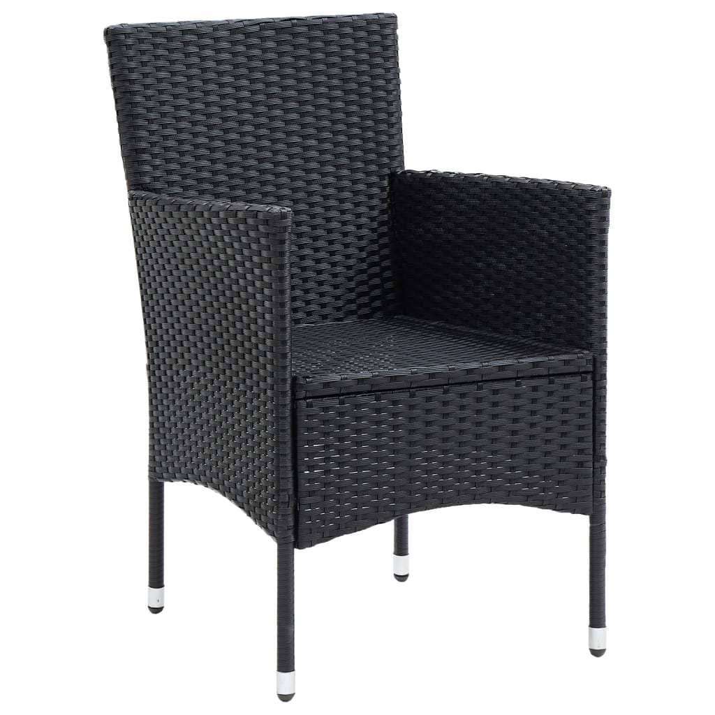 5 részes fekete polyrattan kerti étkezőgarnitúra párnákkal 5