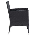 5 részes fekete polyrattan kerti étkezőgarnitúra párnákkal 7