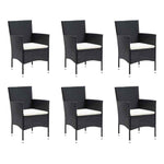 7 részes fekete polyrattan kerti étkezőgarnitúra párnákkal 3