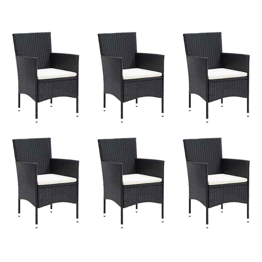 7 részes fekete polyrattan kerti étkezőgarnitúra párnákkal 3