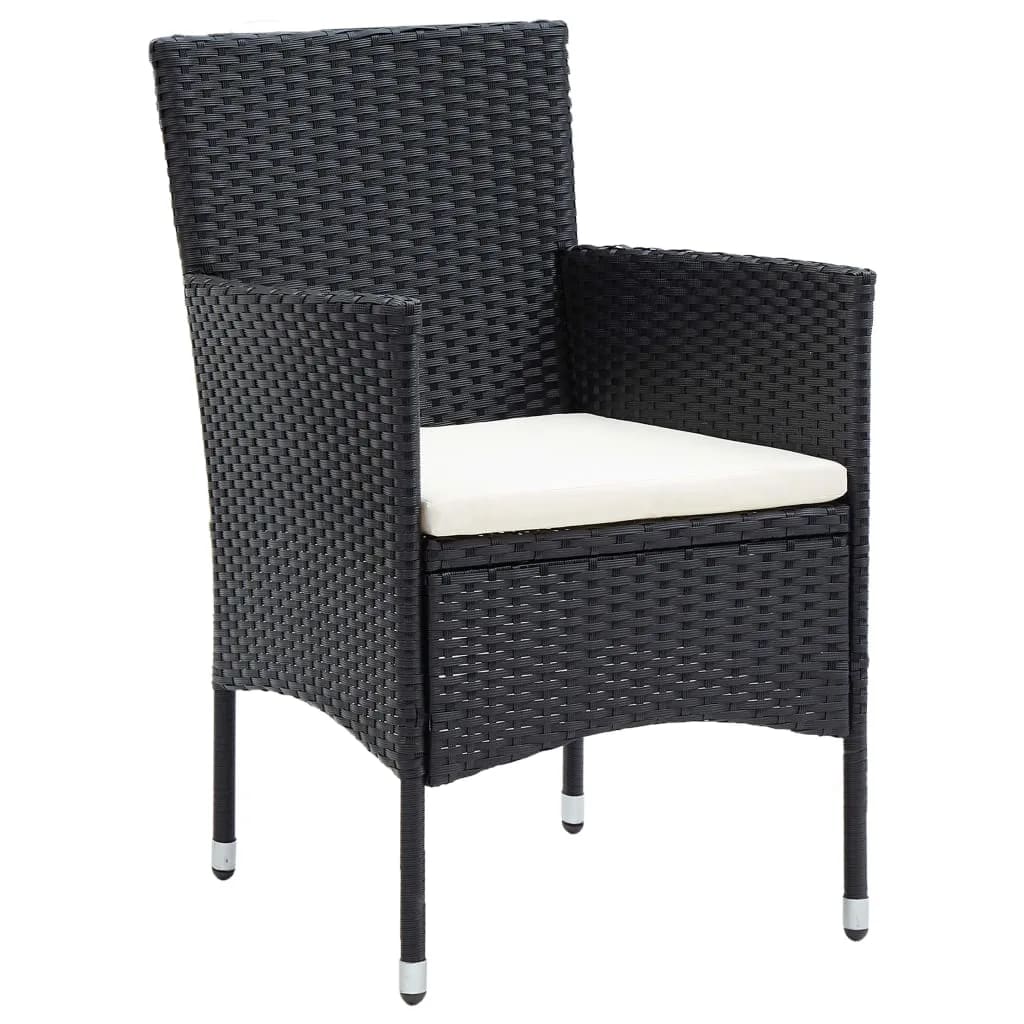 7 részes fekete polyrattan kerti étkezőgarnitúra párnákkal 4