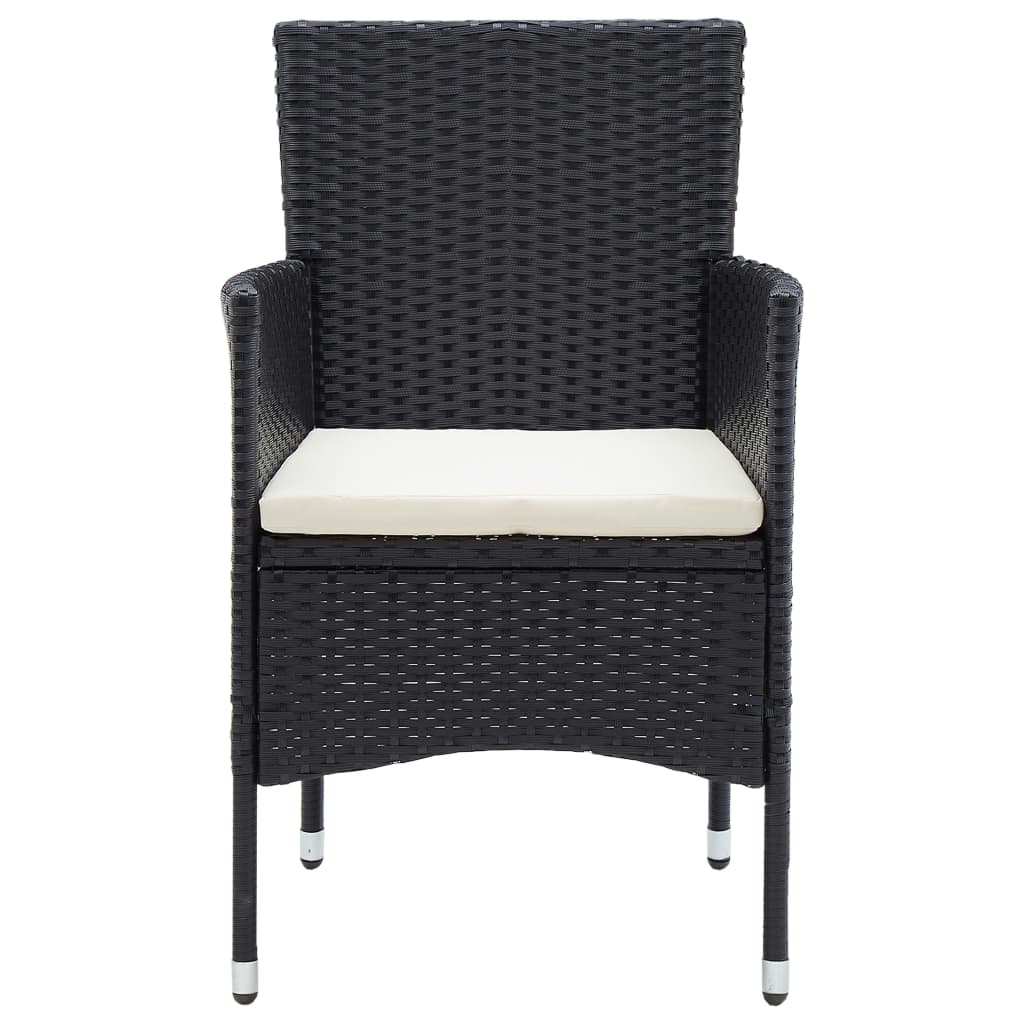 7 részes fekete polyrattan kerti étkezőgarnitúra párnákkal 6
