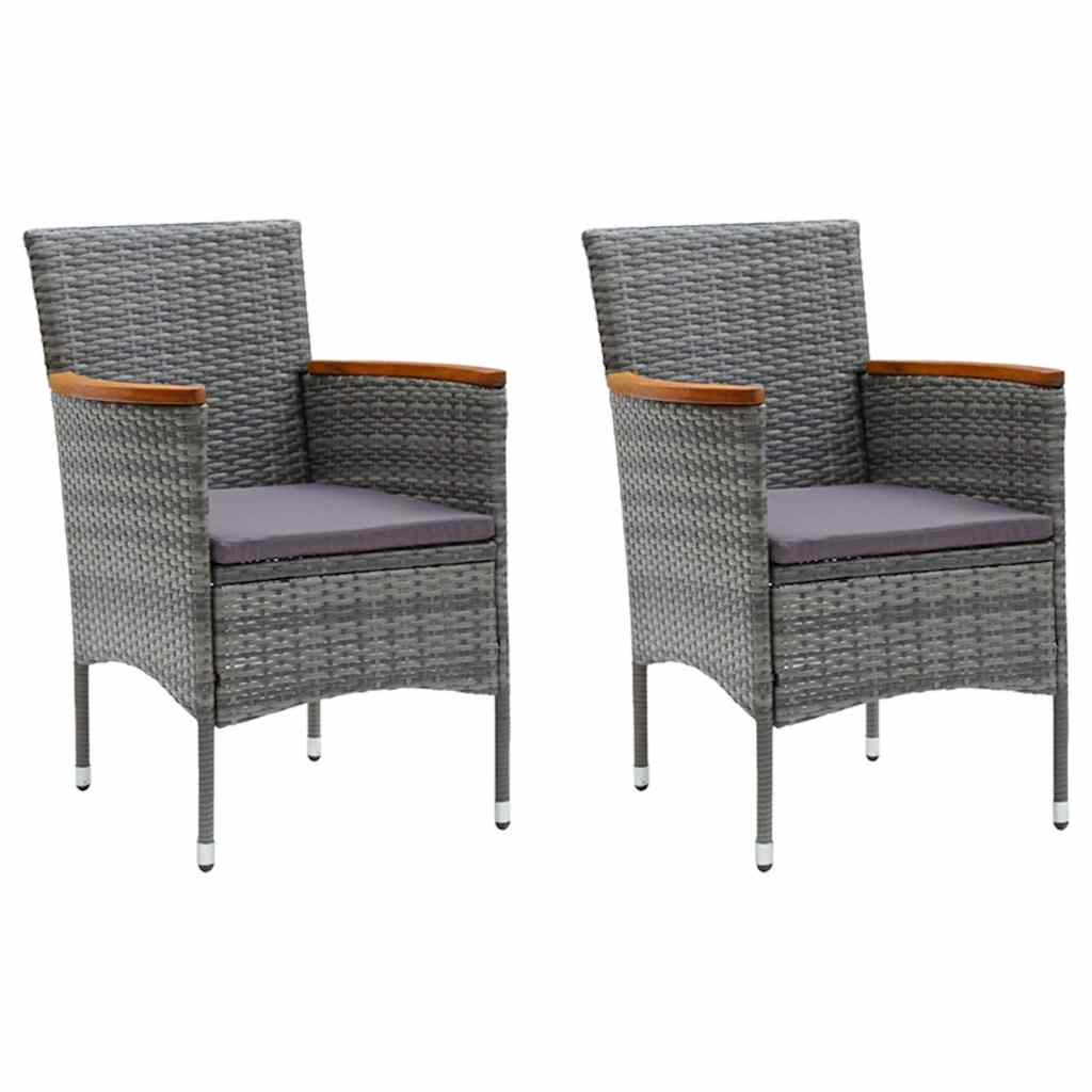 3 részes szürke polyrattan kerti étkezőgarnitúra párnákkal 3