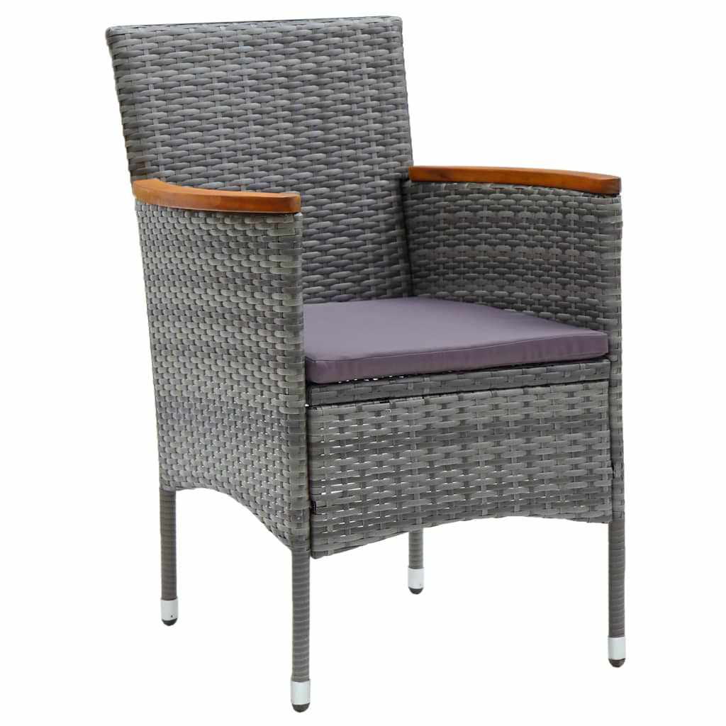 3 részes szürke polyrattan kerti étkezőgarnitúra párnákkal 4