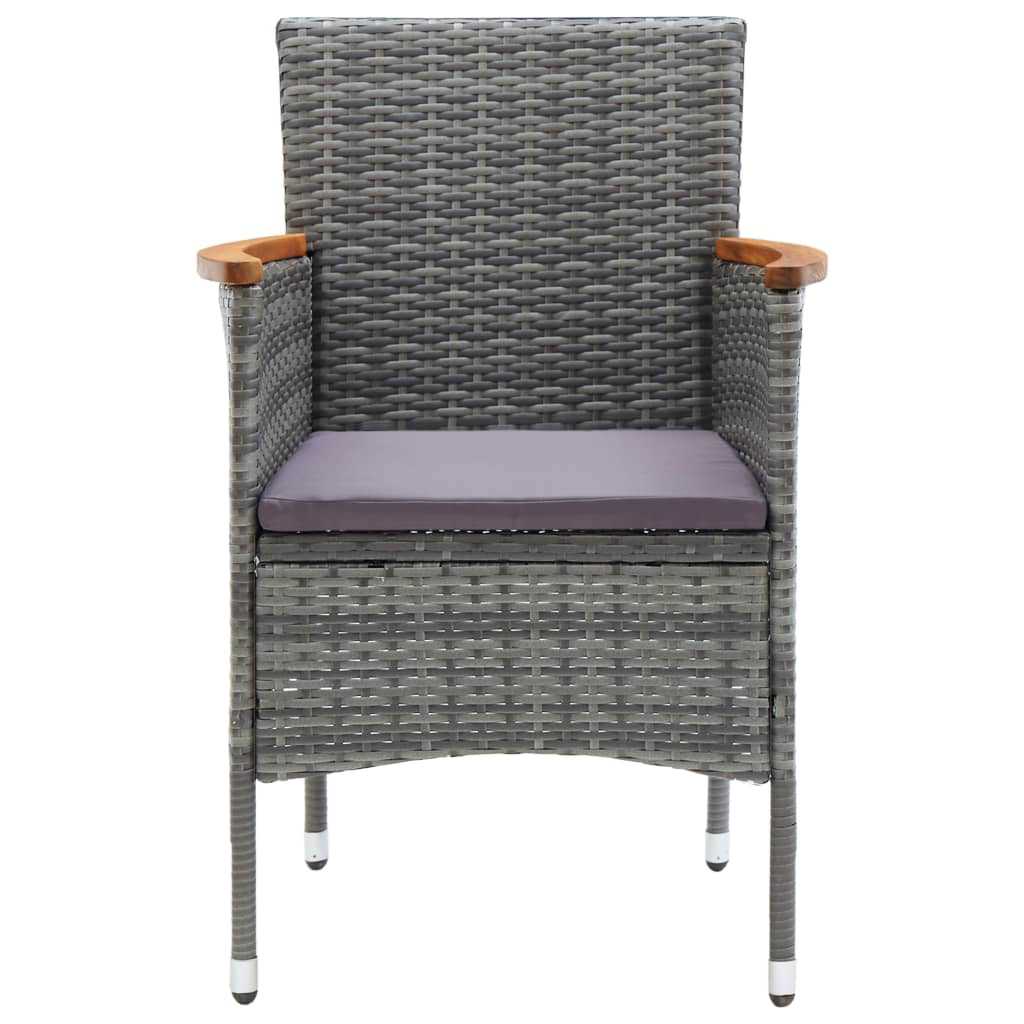 3 részes szürke polyrattan kerti étkezőgarnitúra párnákkal 5