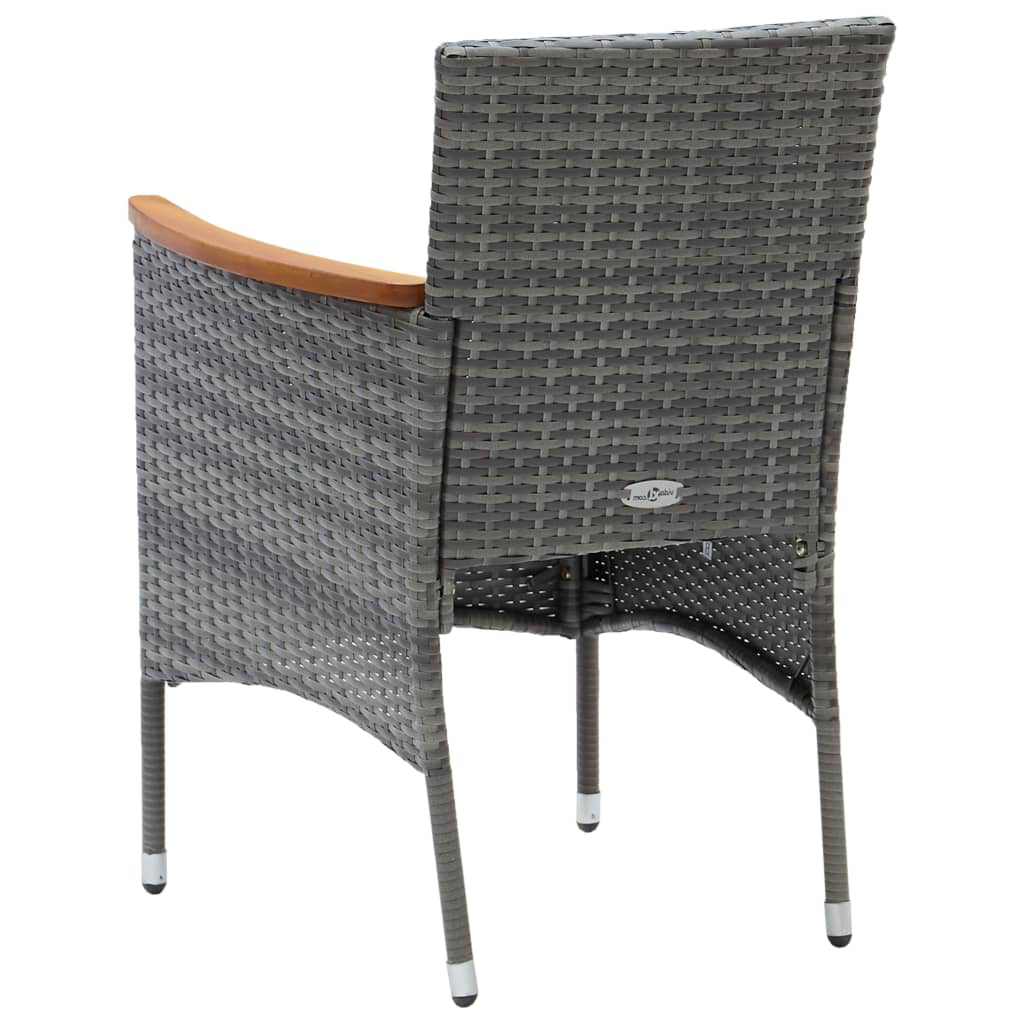 3 részes szürke polyrattan kerti étkezőgarnitúra párnákkal 6