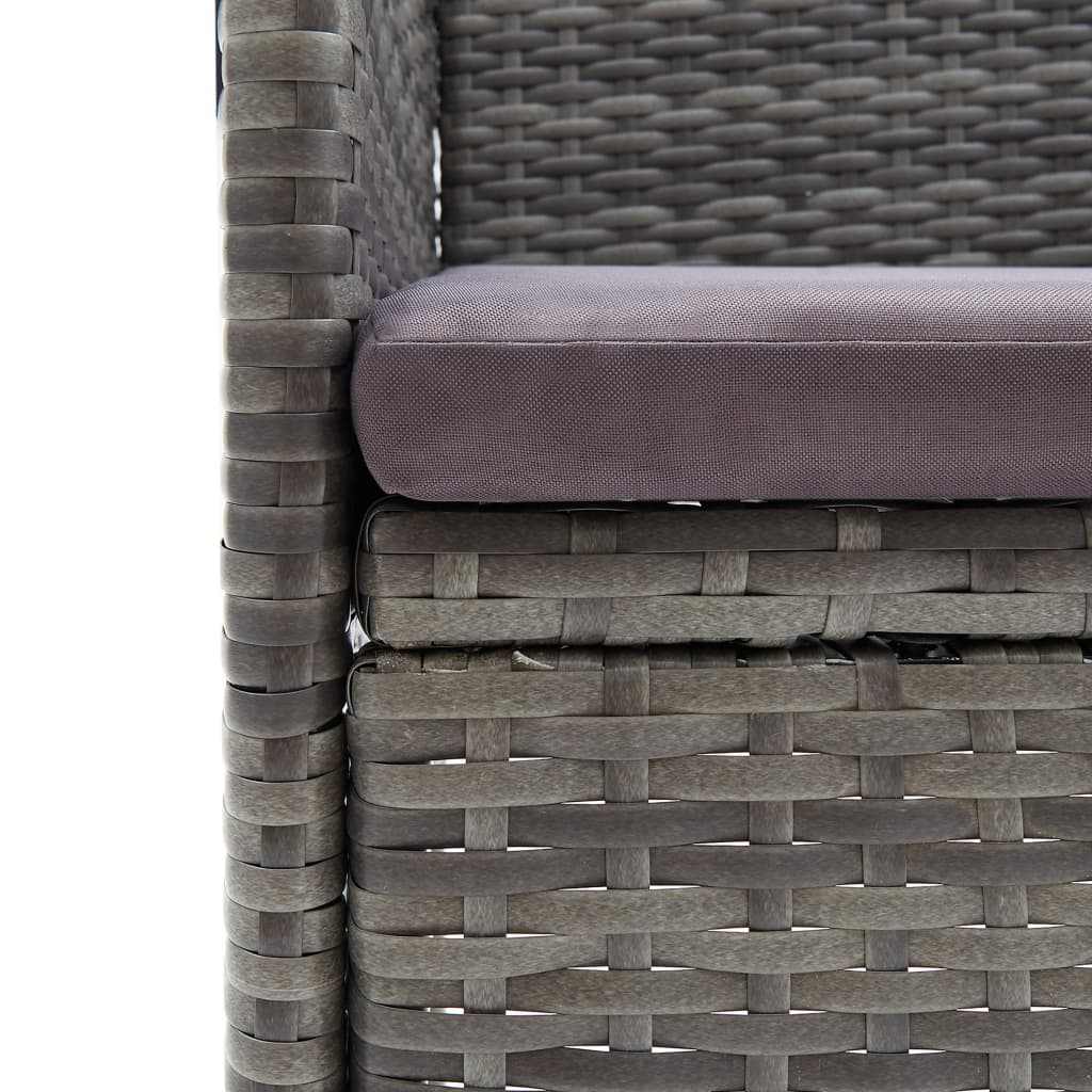 3 részes szürke polyrattan kerti étkezőgarnitúra párnákkal 9