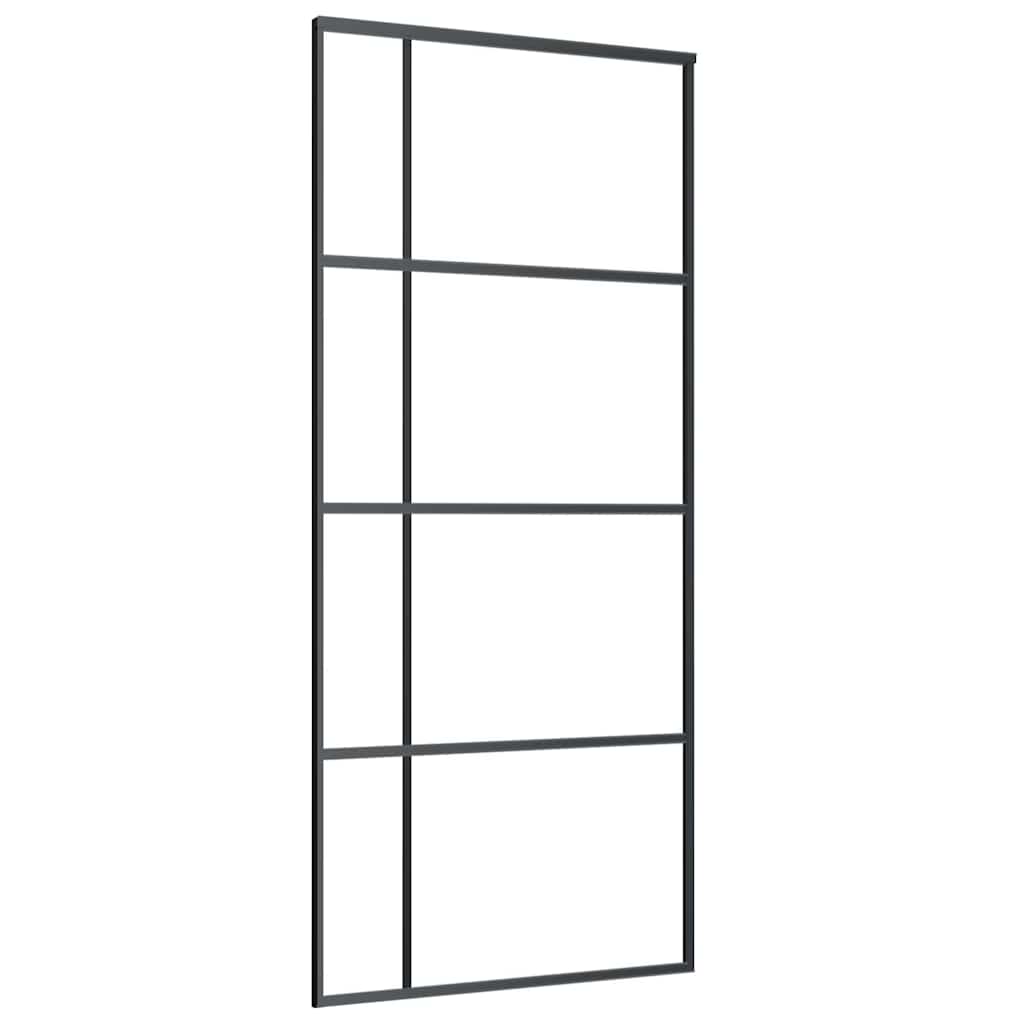 Fekete matt ESG üveg és alumínium tolóajtó 90x205 cm 2