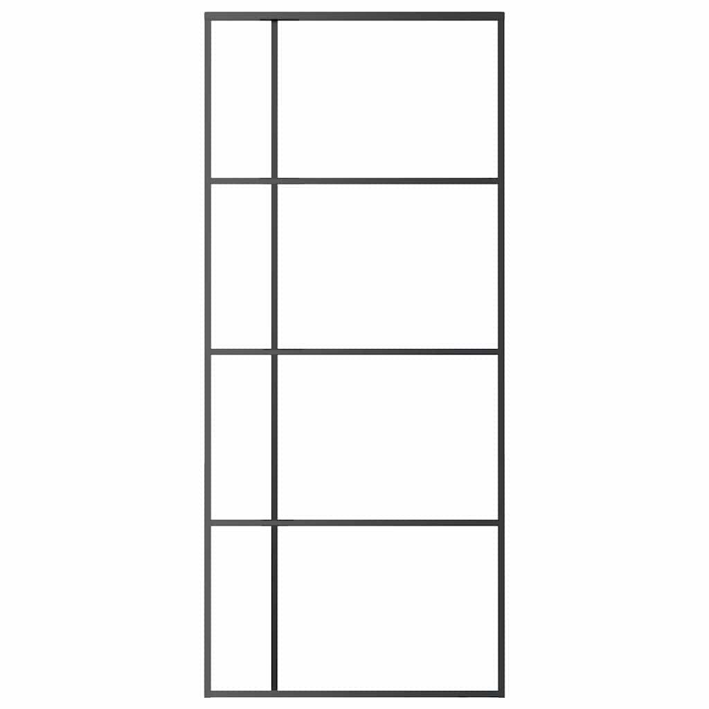 Fekete matt ESG üveg és alumínium tolóajtó 90x205 cm 3