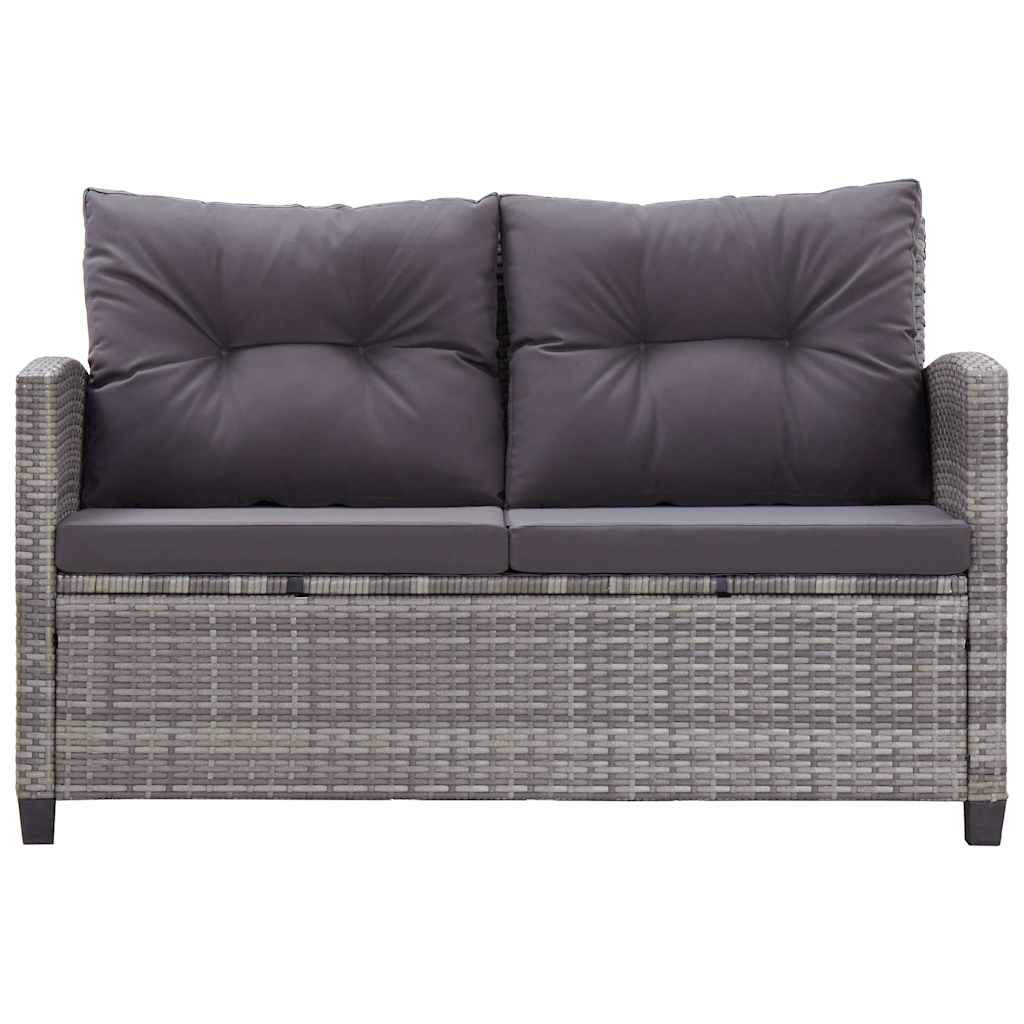 3 részes polyrattan kerti étkezőgarnitúra szürke párnákkal 4