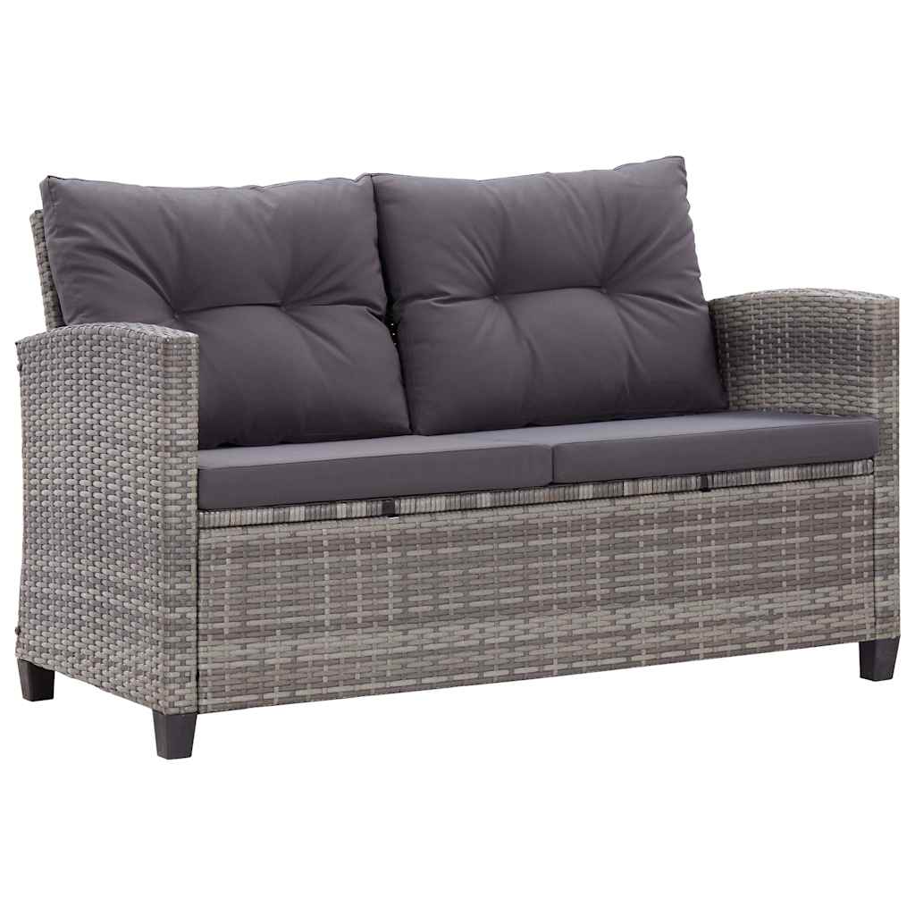 3 részes polyrattan kerti étkezőgarnitúra szürke párnákkal 5