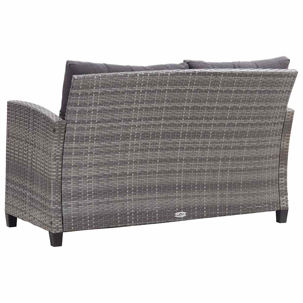 3 részes polyrattan kerti étkezőgarnitúra szürke párnákkal 6