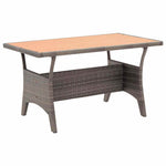 3 részes polyrattan kerti étkezőgarnitúra szürke párnákkal 8