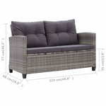 3 részes polyrattan kerti étkezőgarnitúra szürke párnákkal 10