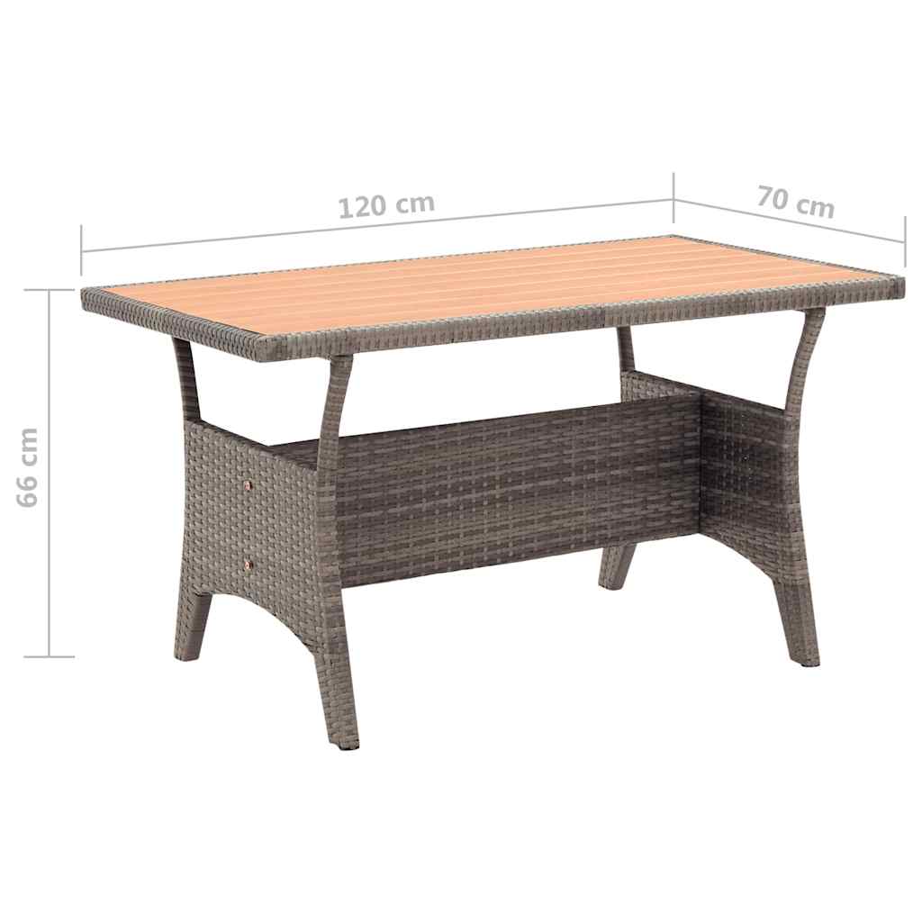 3 részes polyrattan kerti étkezőgarnitúra szürke párnákkal 11