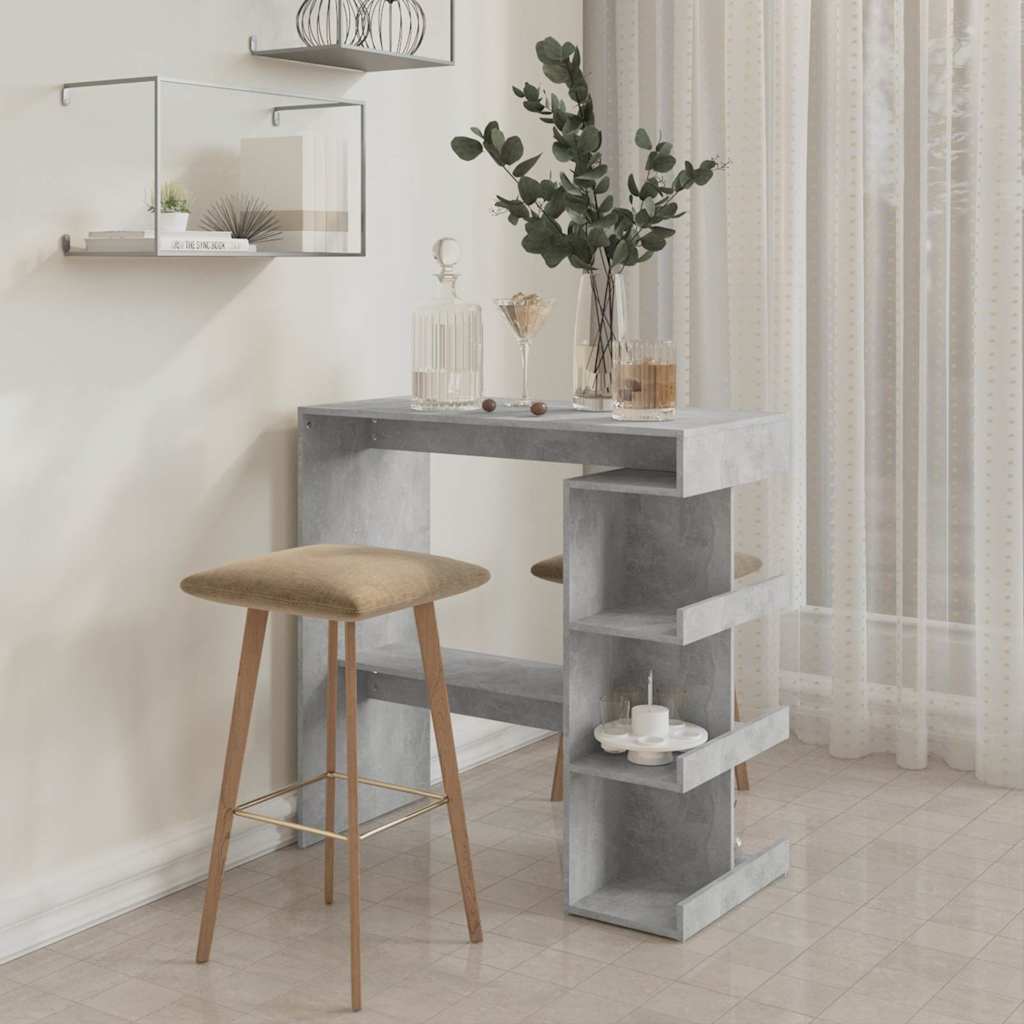 Betonszürke szerelt fa bárasztal tárolópolccal 100x50x101,5 cm 3