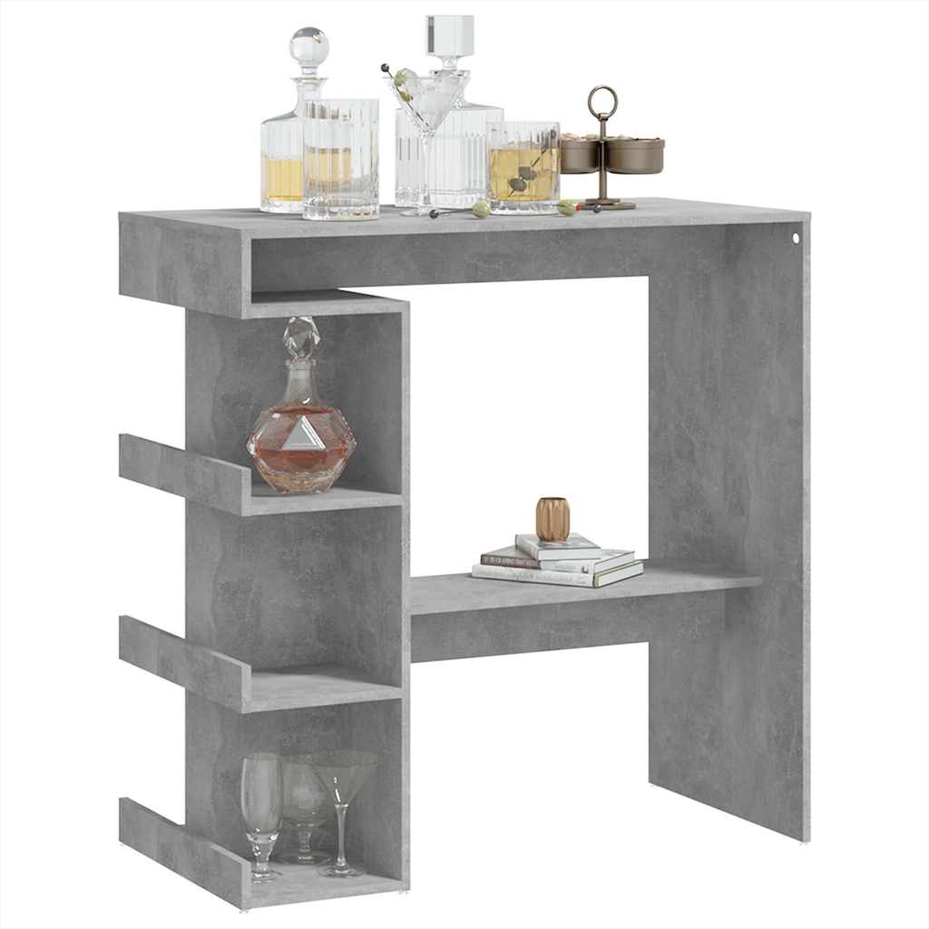 Betonszürke szerelt fa bárasztal tárolópolccal 100x50x101,5 cm 4