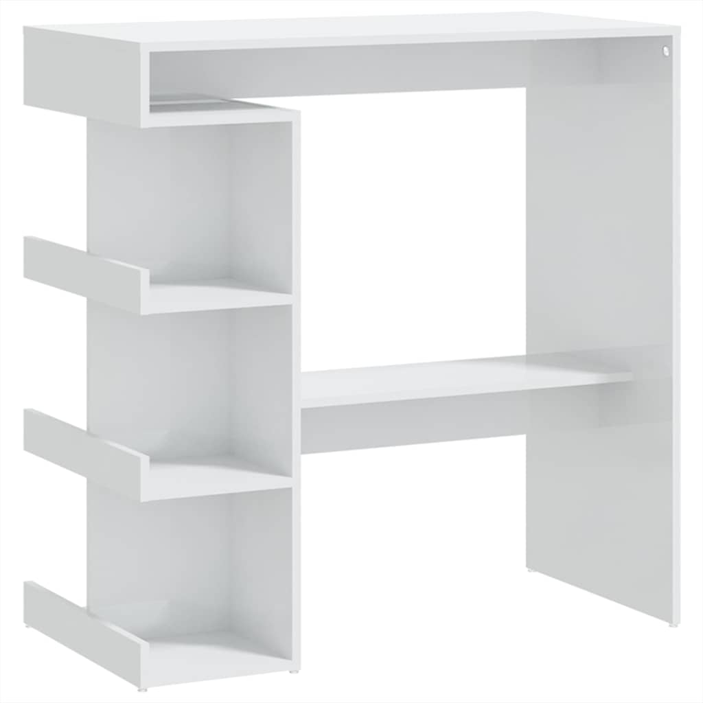 Magasfényű fehér bárasztal tárolópolccal 100 x 50 x 101,5 cm 2