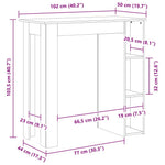 Betonszürke szerelt fa bárasztal polccal 102 x 50 x 103,5 cm 7