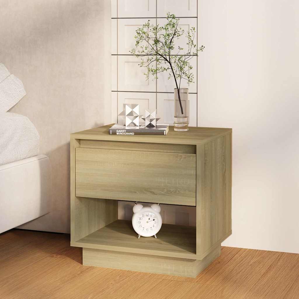 2 db sonoma tölgy színű szerelt fa éjjeliszekrény 45x34x44 cm 3