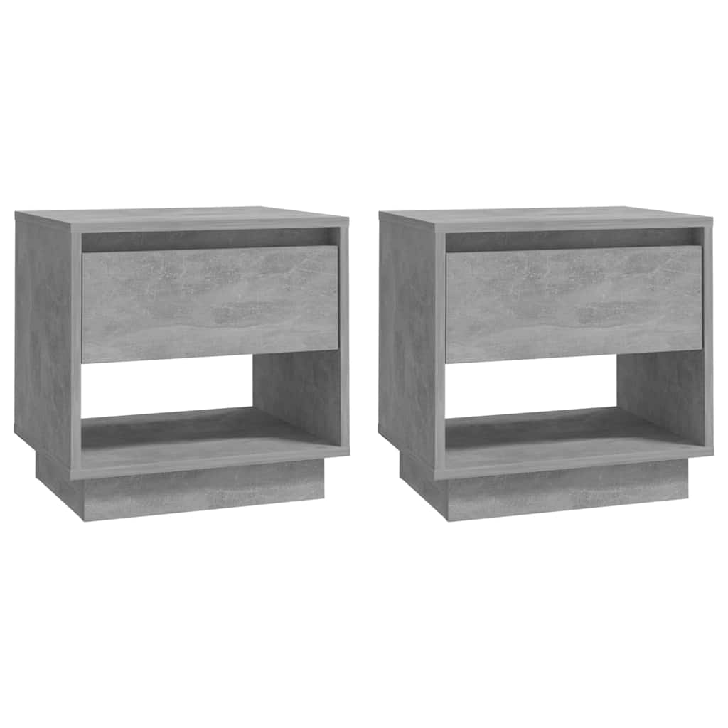 2 db betonszürke szerelt fa éjjeliszekrény 45x34x44 cm 2