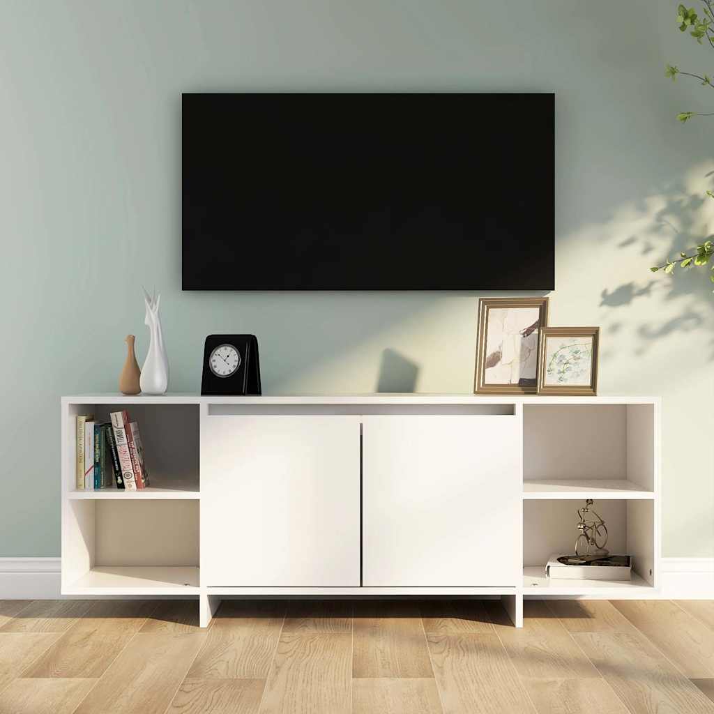 Fehér szerelt fa TV-szekrény 130 x 35 x 50 cm 3