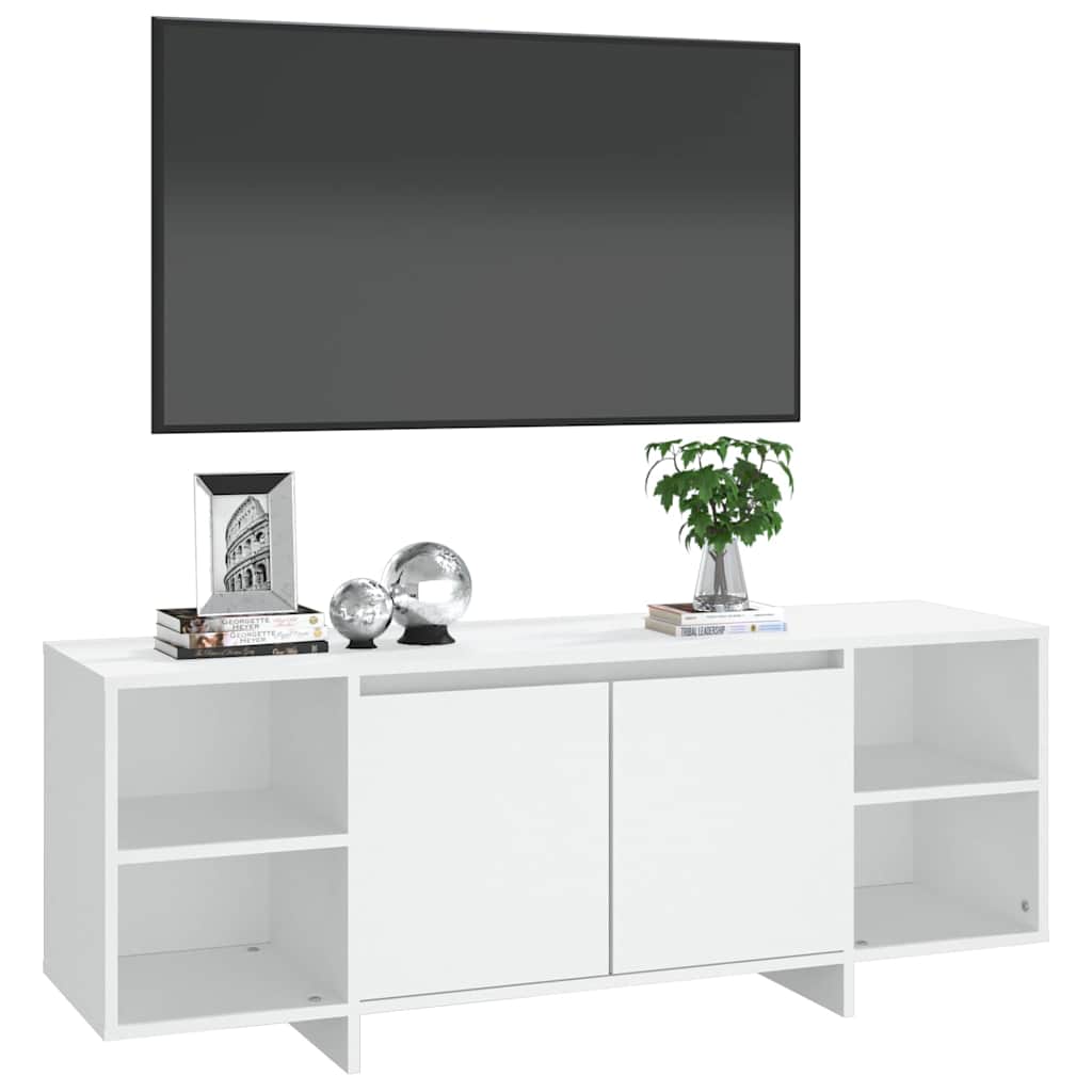 Fehér szerelt fa TV-szekrény 130 x 35 x 50 cm 4