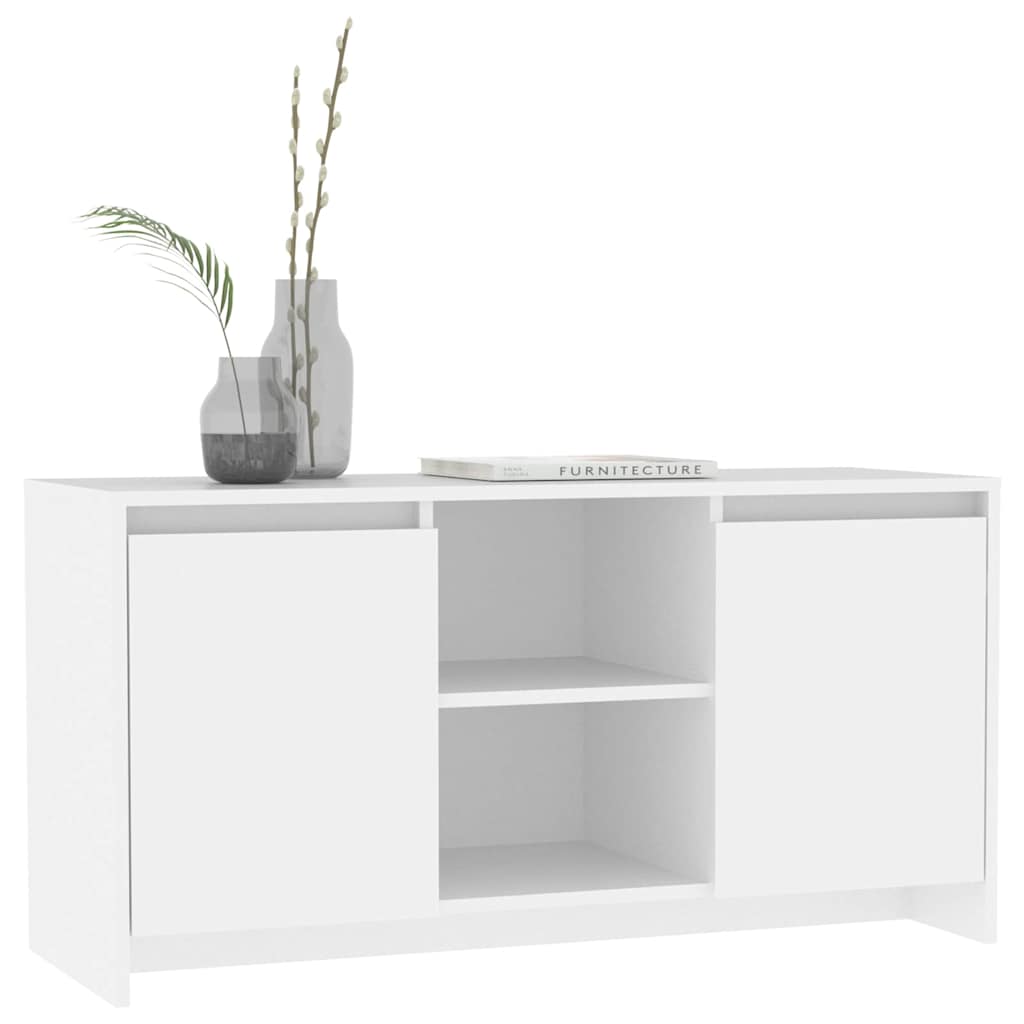 Fehér szerelt fa TV-szekrény 102 x 37,5 x 52,5 cm 6
