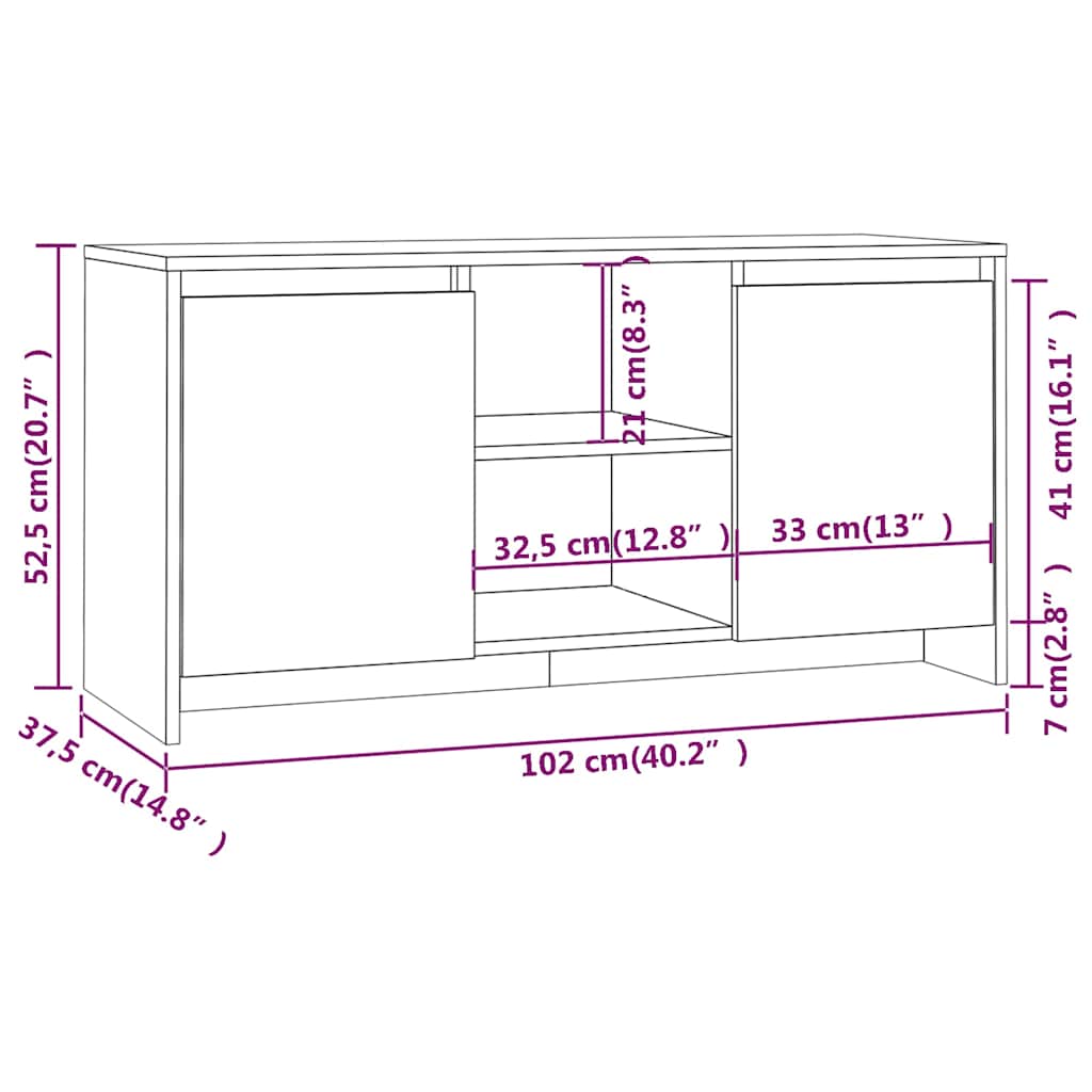 Fehér szerelt fa TV-szekrény 102 x 37,5 x 52,5 cm 8