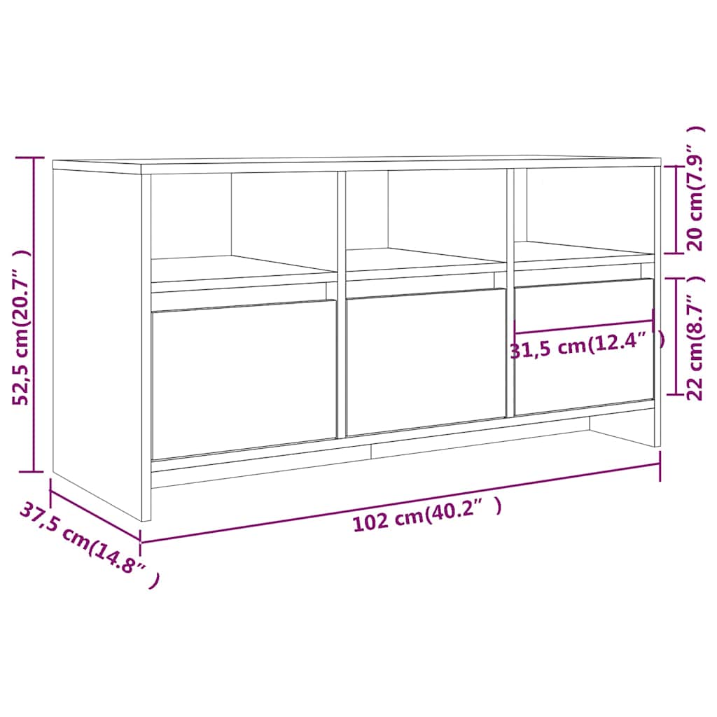 Sonoma tölgy színű szerelt fa TV-szekrény 102x37,5x52,5 cm 8