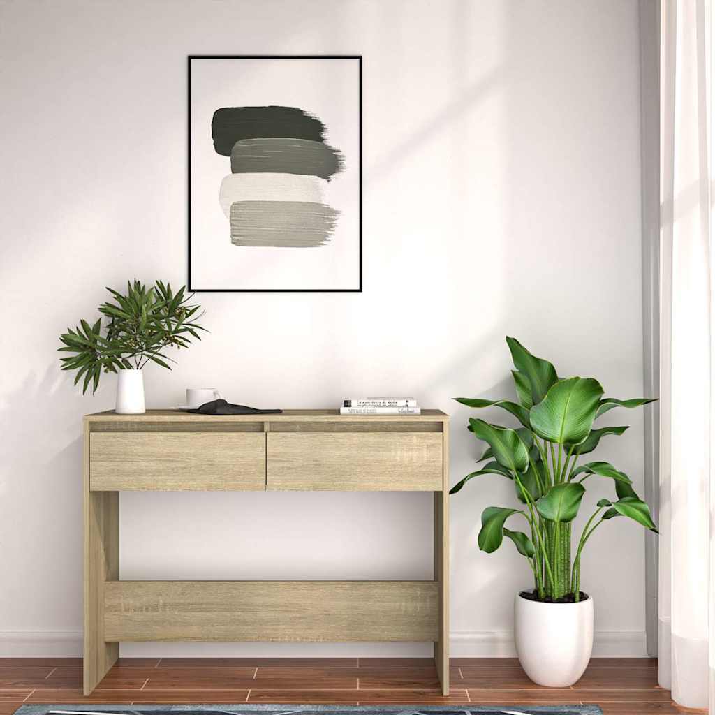 Sonoma tölgy színű szerelt fa dohányzóasztal 100x35x76,5 cm 4