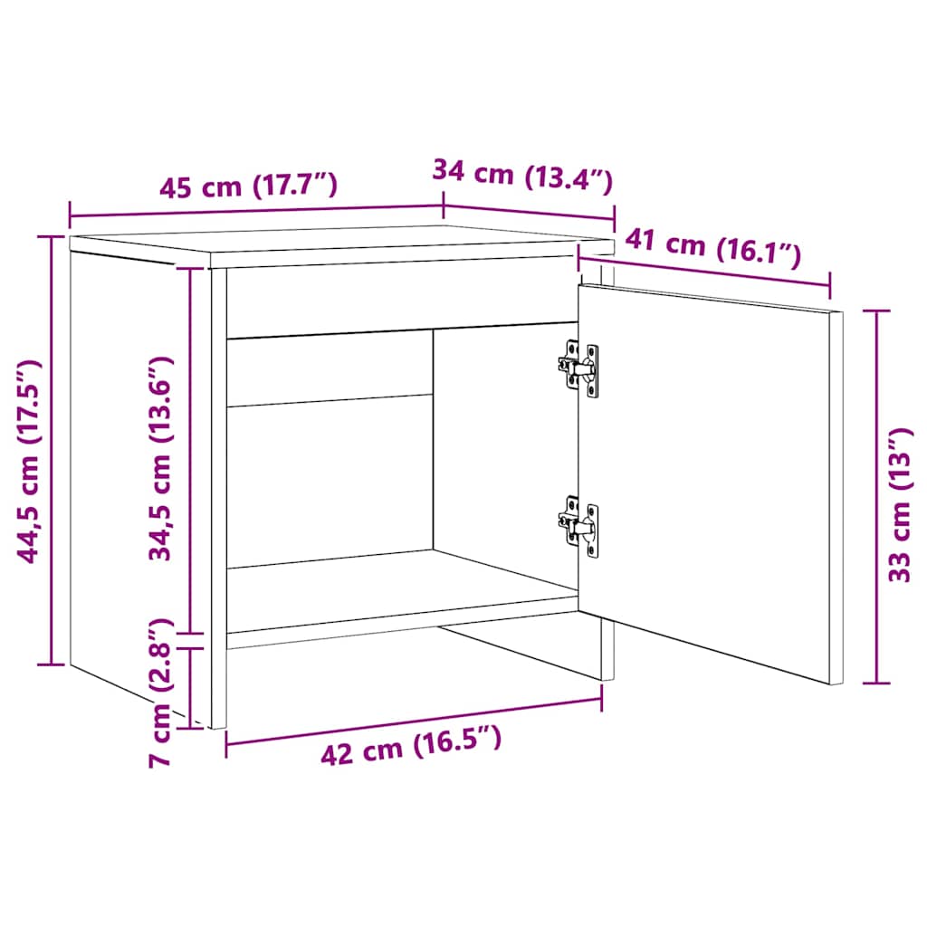 2 db sonoma tölgy éjjeliszekrény 45x34x44,5 cm 15