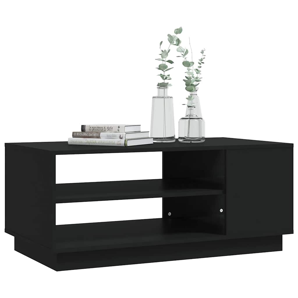 Fekete szerelt fa dohányzóasztal 102x55x43 cm 6
