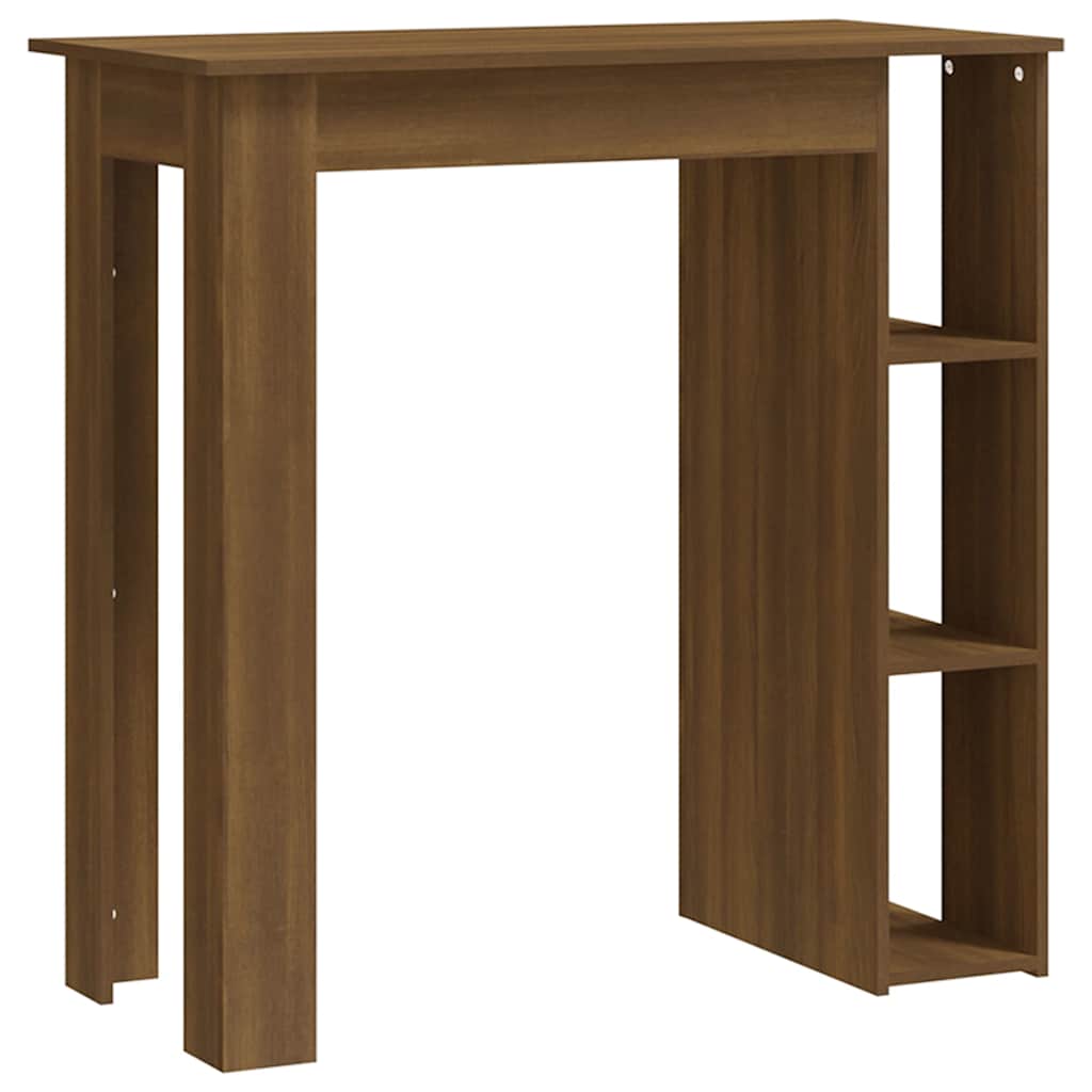 Barna tölgy színű szerelt fa bárasztal polccal 102x50x103,5 cm 2
