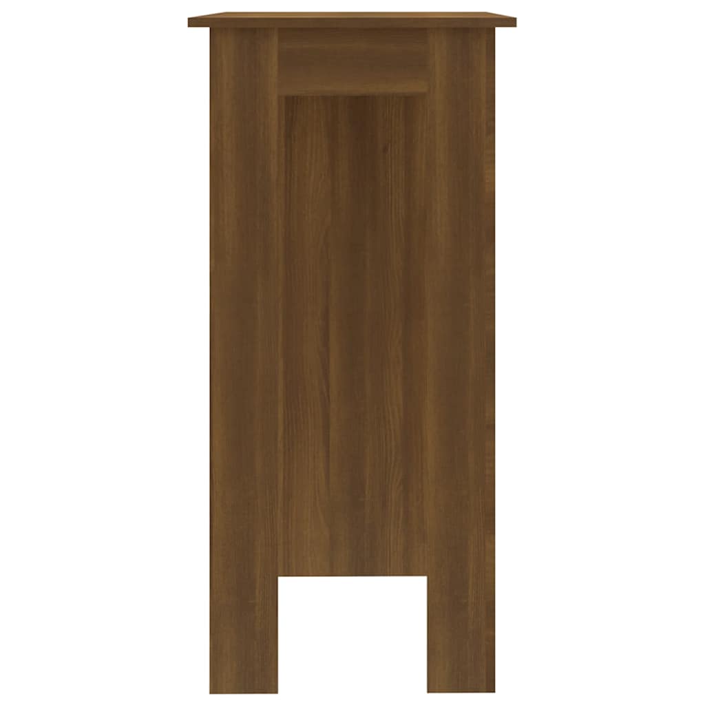 Barna tölgy színű szerelt fa bárasztal polccal 102x50x103,5 cm 4