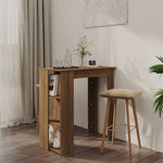 Barna tölgy színű szerelt fa bárasztal polccal 102x50x103,5 cm