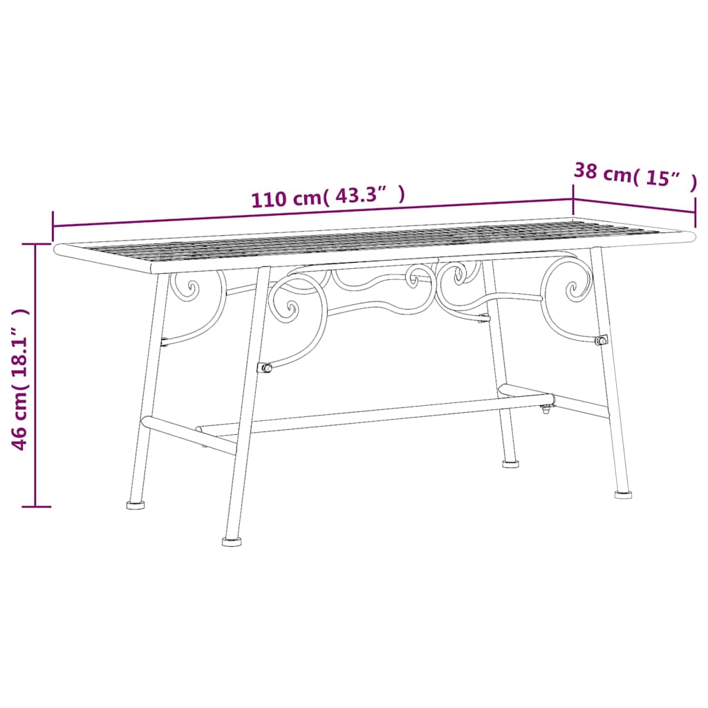 Fekete acél fa körüli pad 110 cm 6