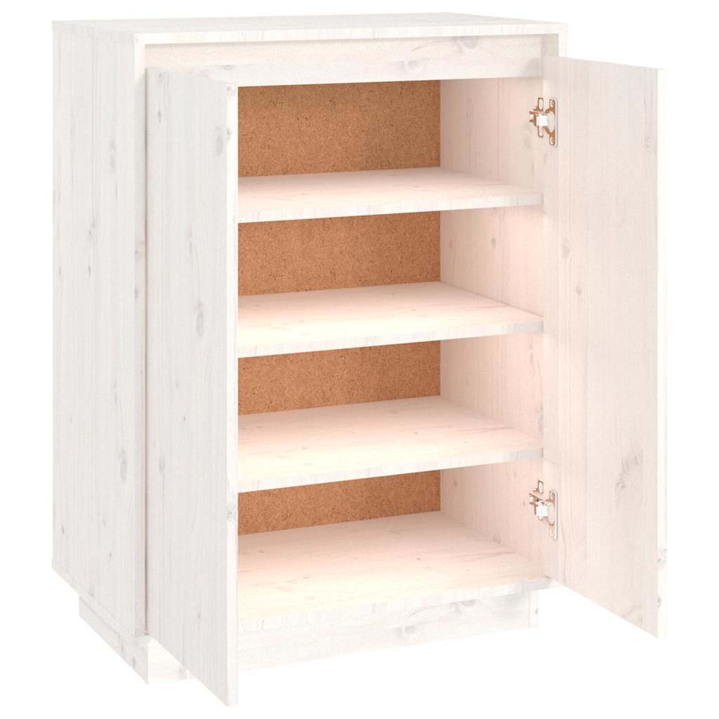 Fehér tömör fenyőfa cipőszekrény 60 x 35 x 80 cm 7