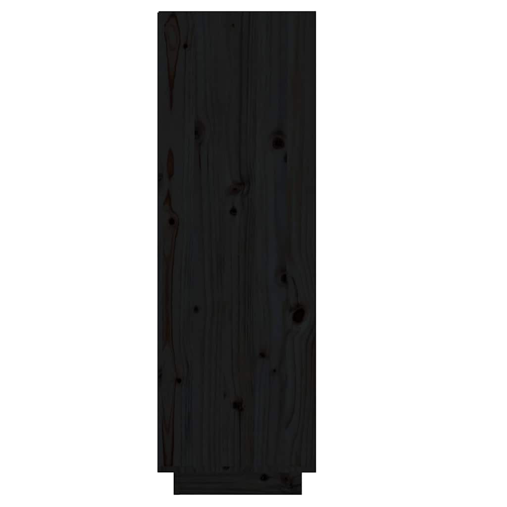 Fekete tömör fenyőfa cipőszekrény 34 x 30 x 105 cm 4