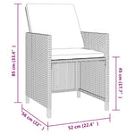 5 részes fekete polyrattan kerti étkezőgarnitúra párnákkal 6