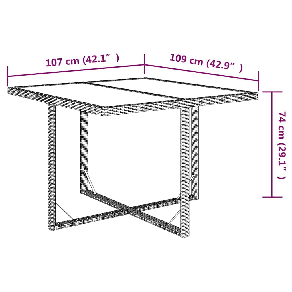 9 részes fekete polyrattan kerti étkezőgarnitúra párnákkal 7