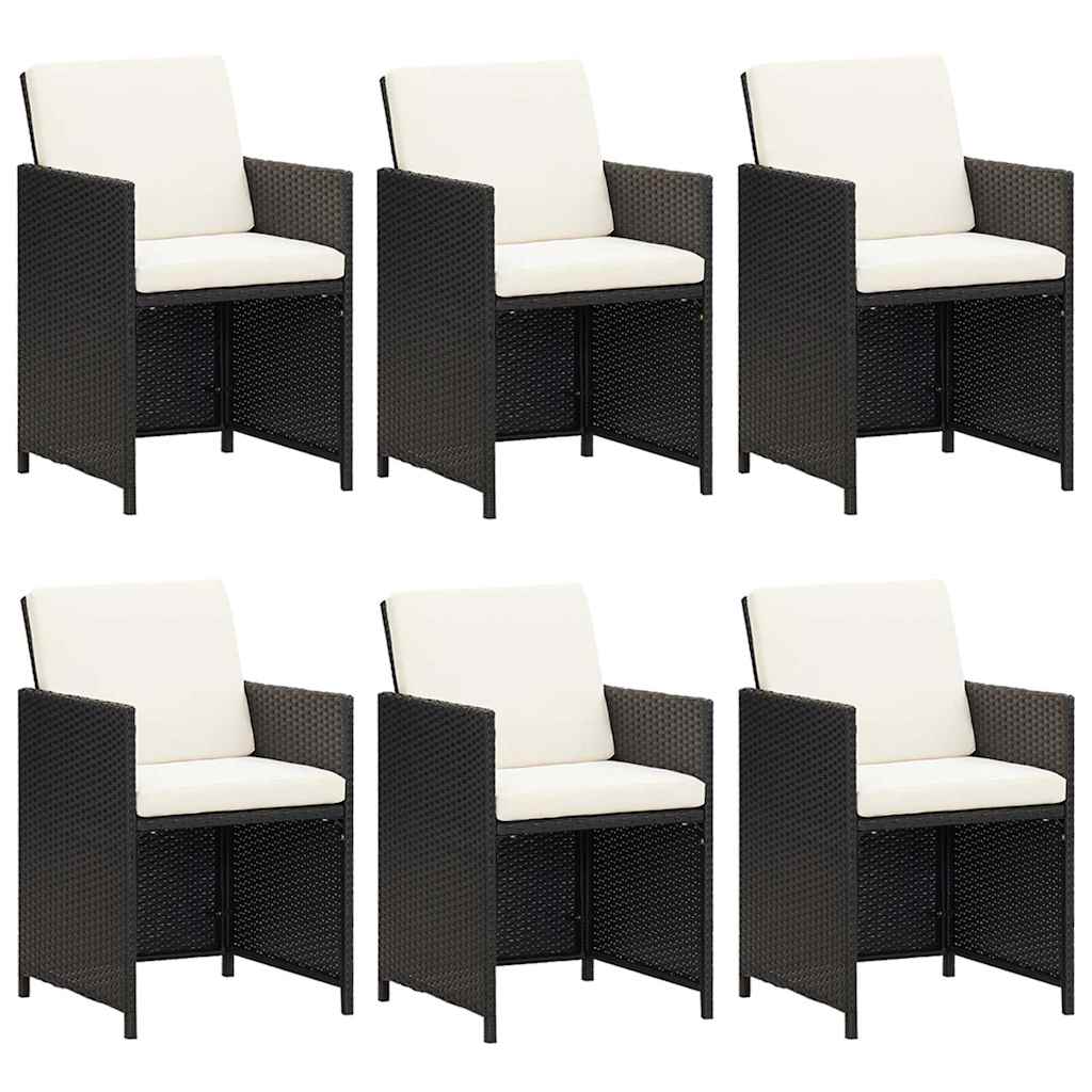 7 részes fekete polyrattan kerti étkezőgarnitúra párnákkal 4
