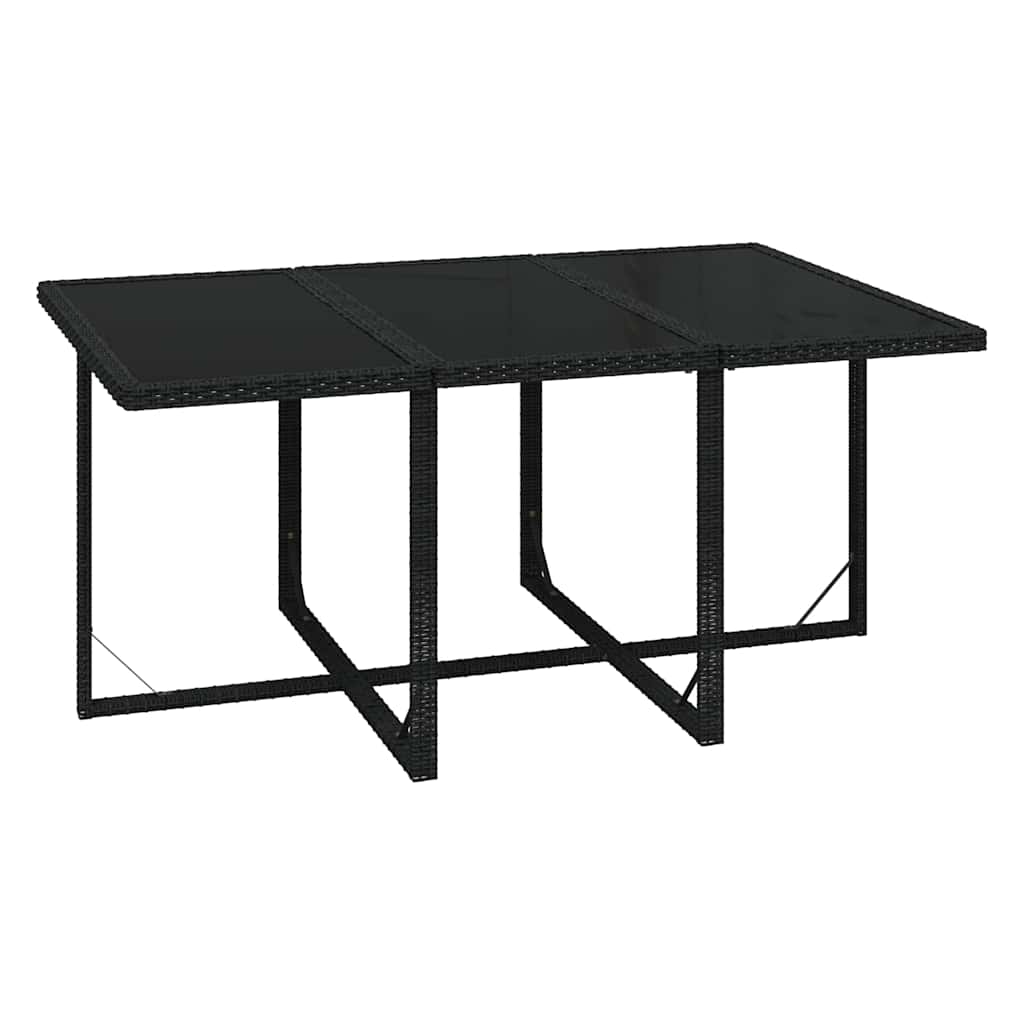 7 részes fekete polyrattan kerti étkezőgarnitúra párnákkal 6