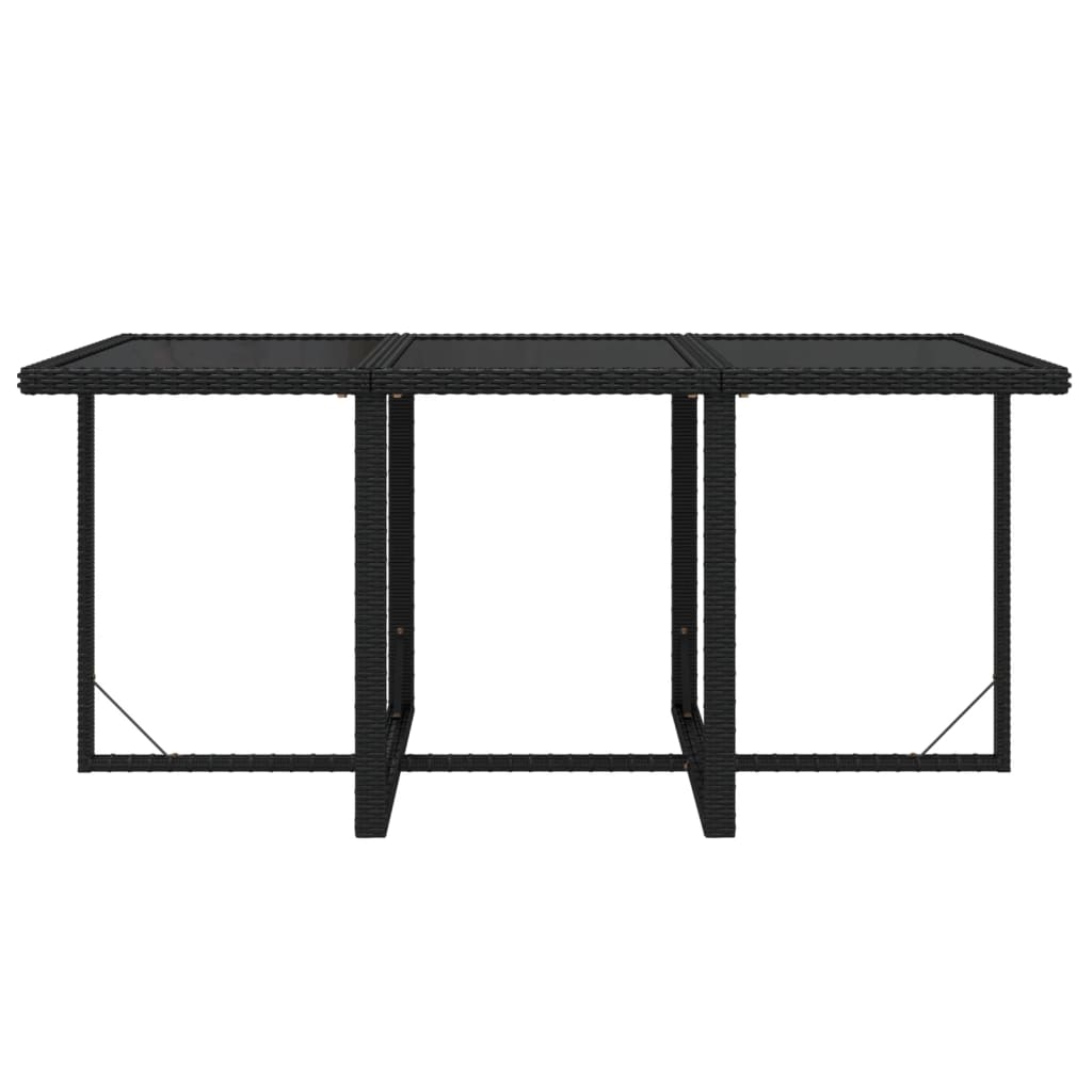 7 részes fekete polyrattan kerti étkezőgarnitúra párnákkal 7